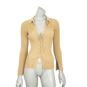 CULT GAIA Faye Cardigan Lace up Ribbed knit Women's Size Medium